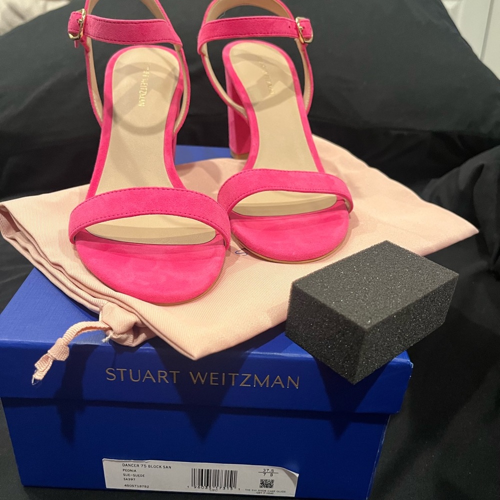 Stuart Weitzman Dancer 75 block sandal color Peonia new with box